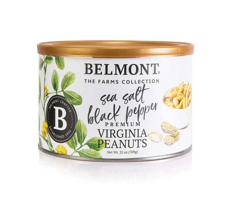 Belmont Peanuts Gourmet Sea Salt and Black Pepper Flavored Virginia Peanuts, …