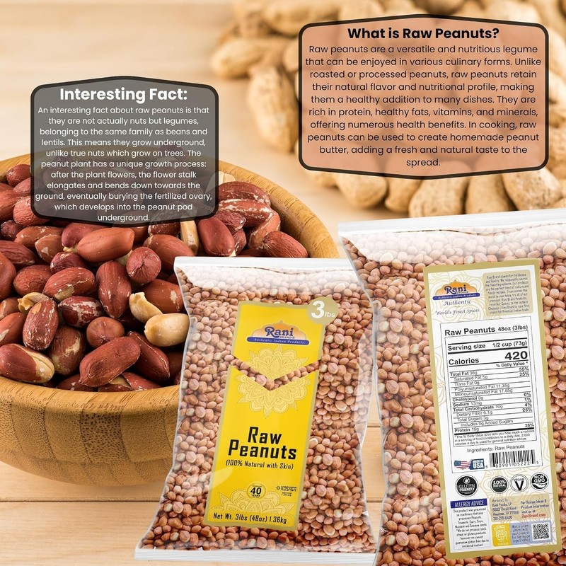 Rani Raw Whole Peanuts 48oz - All Natural, & Kosher - Spanish Grade gallery