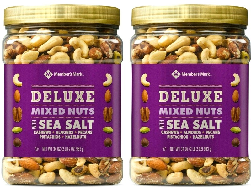 2 Packs Member’s Mark Deluxe Mixed Nuts with Sea Salt 34 OZ Each Pack