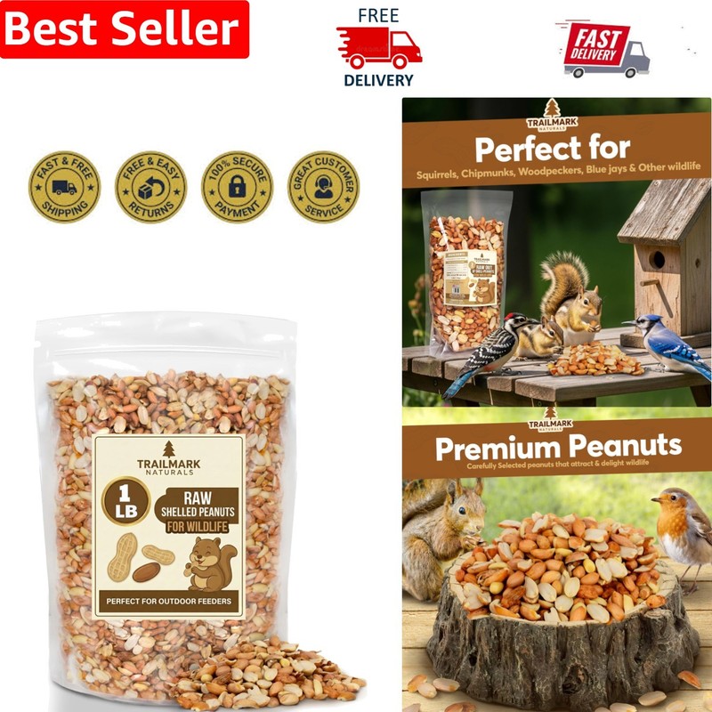 1 LB All-Natural Shelled Peanuts for Wildlife – Perfect for Squirrels & Birds
