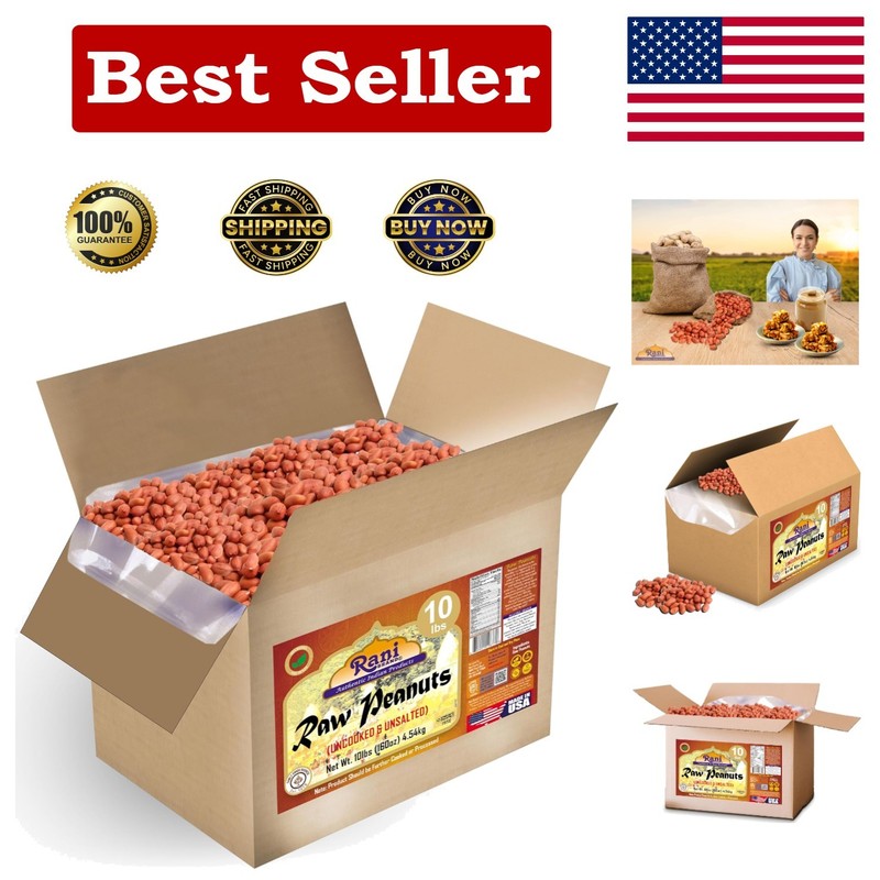 Rani Raw Whole Peanuts - All Natural & Kosher - 10lbs Box for Cooking