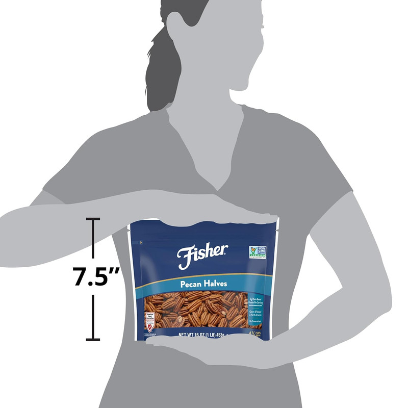Fisher Chef'S Naturals Pecan Halves 1 Lb Resealable Bag, Unsalted Raw Nuts for C gallery
