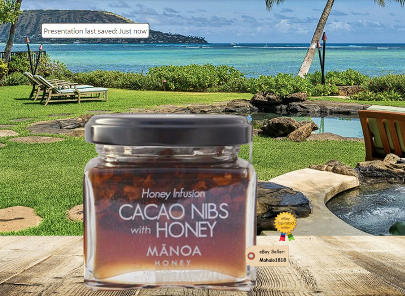 Hawaiian Manoa Honey -Honey Infusion Cacao Nibs with honey 4.2 oz Made in Hawaii