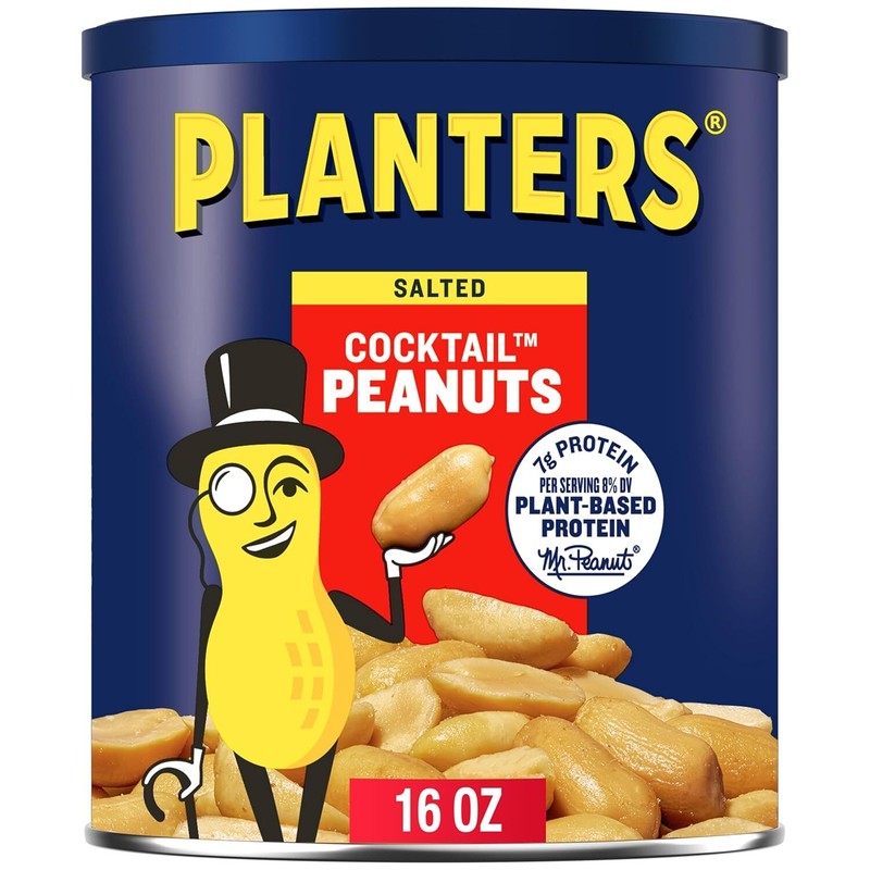 PLANTERS Salted Cocktail Peanuts, Party Snacks, Plant Based Protein 16oz 1