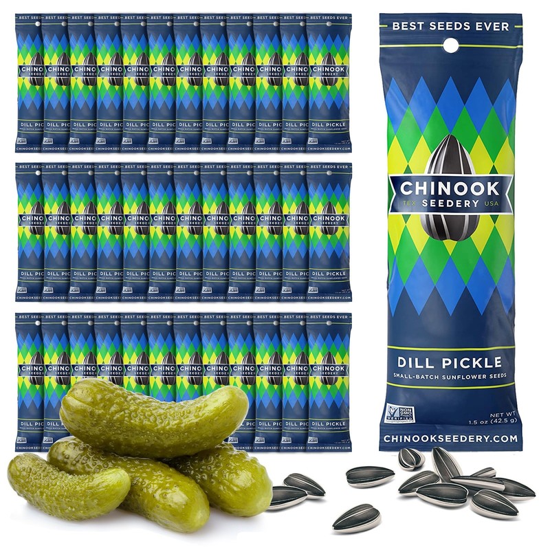 Low Sodium Sunflower Seeds – Dill Pickle Flavor, Pack of 36, 1.5oz – Sunflowe...