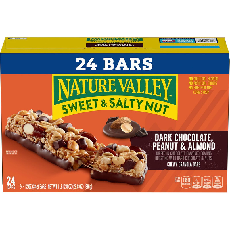 Sweet and Salty Nut Granola Bars, Dark Chocolate Peanut Almond, 24 Bars, 28.8 Oz gallery
