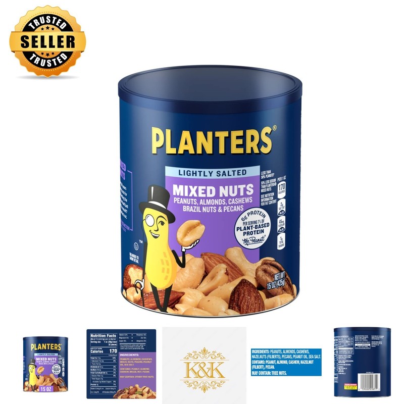 Nutritious Lightly Salted Mixed Nuts – Perfect Plant-Based Party Snack, 15 Oz