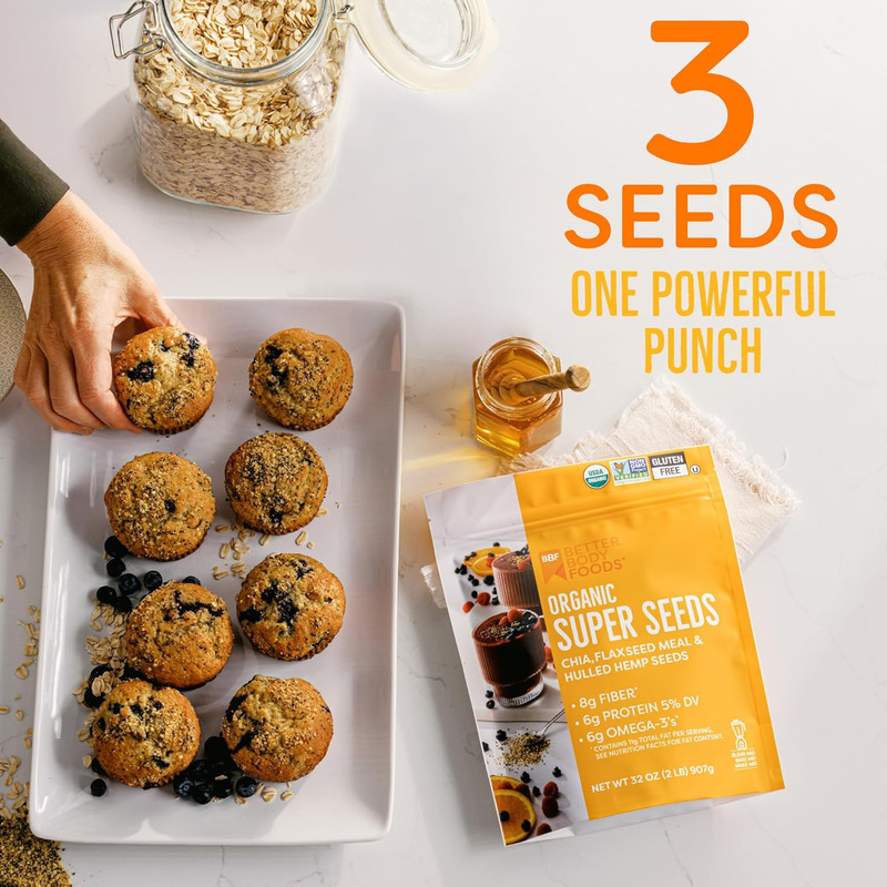 Betterbody Foods Superfood Organic Super Seeds - Chia Flax & Hemp Seeds, Blend o gallery