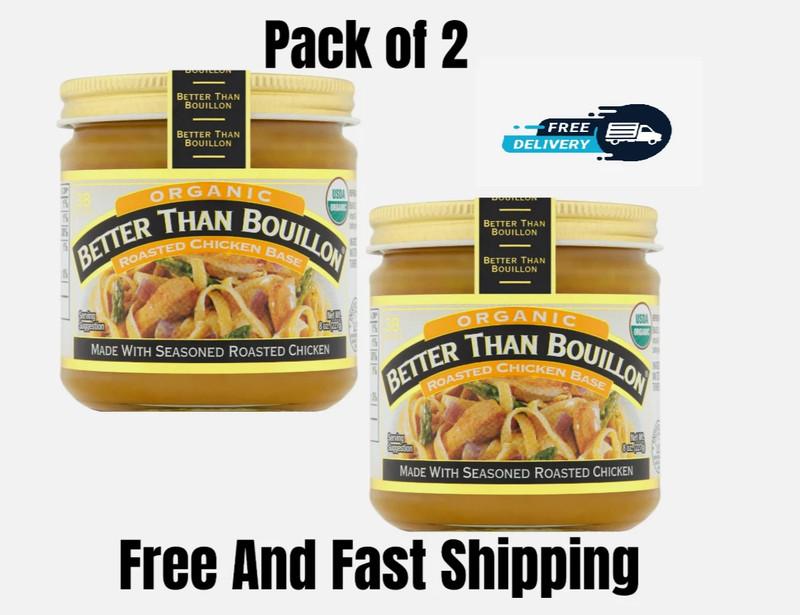 Better Than Bouillon Organic Roasted Chicken Base,Shelf-Stable,8 oz Jar (2 PACK)