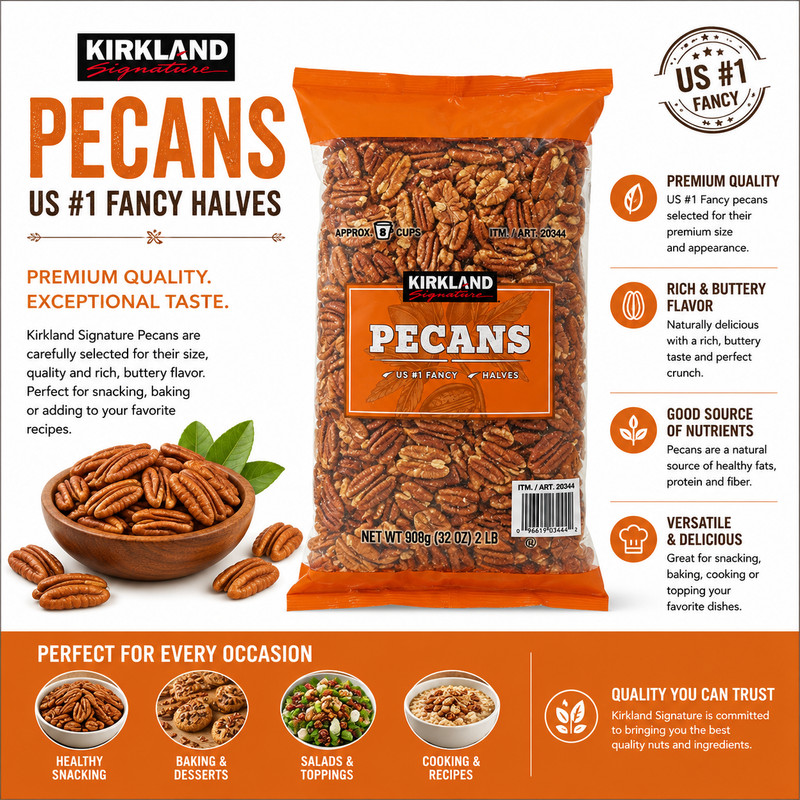 Kirkland Signature Pecan Halves 32 oz gallery
