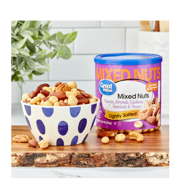 Great Value Roasted & Lightly Salted Mixed Nuts, 14.75 oz gallery