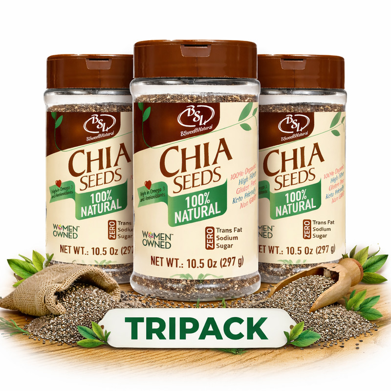 Chia Seeds 10.5oz x3 Pack 100% Natural Organic High Fiber Omega 3 Non GMO