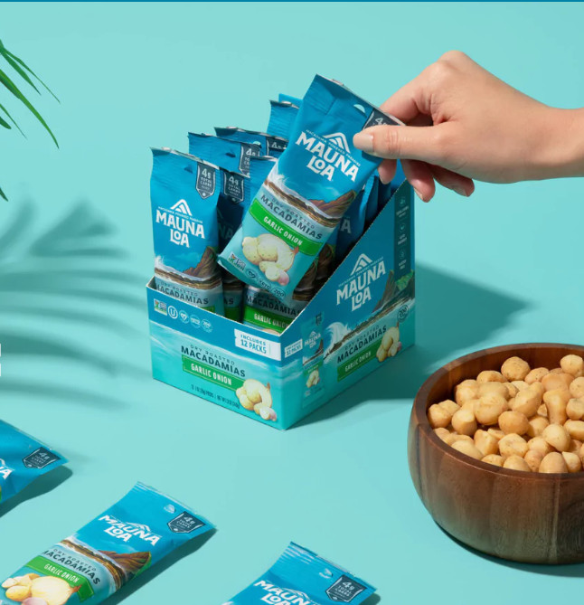 MAUNA LOA MACADAMIA NUTS- Garlic & Onion Flavor Snack Mac Mini Pouches (12 pack) gallery