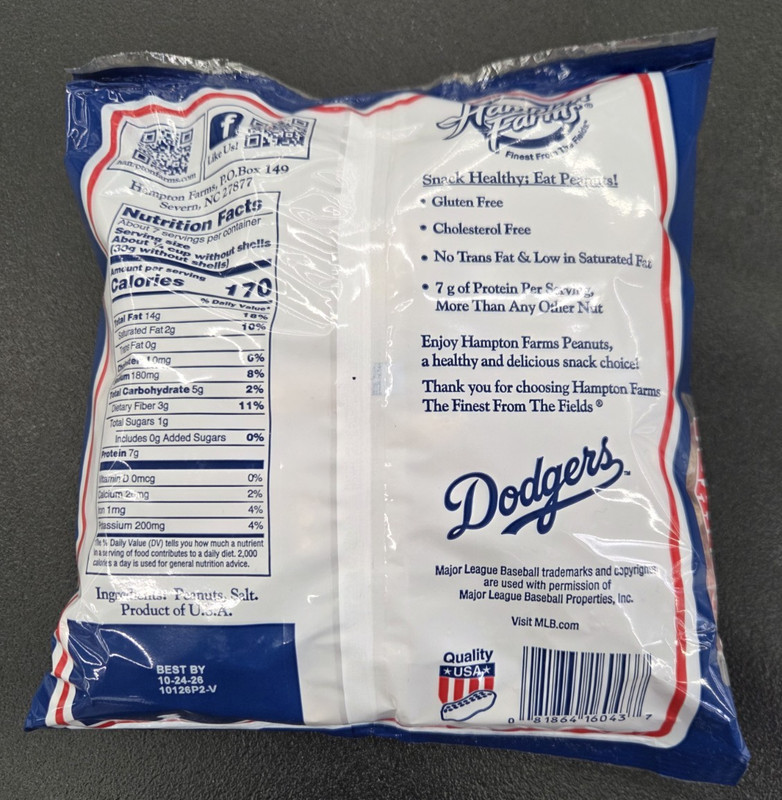 Hampton Farms Team Logo MLB salted roasted peanuts Los Angles Dodgers gallery