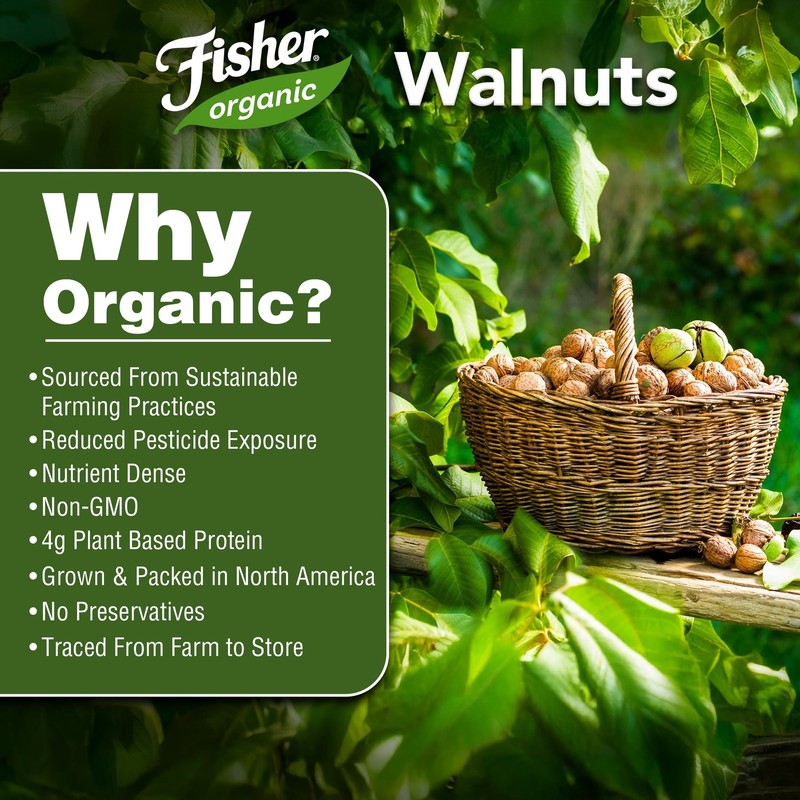 Fisher Organic Walnut Halves & Pieces 16 oz, USDA Certified Organic Nuts, Uns... gallery