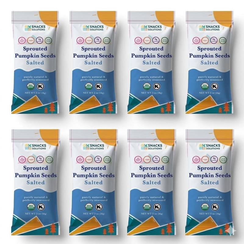 Sprouted Pumpkin Seeds 2 oz Pack 8 USDA Organic Kosher Protein Zinc Magnesium
