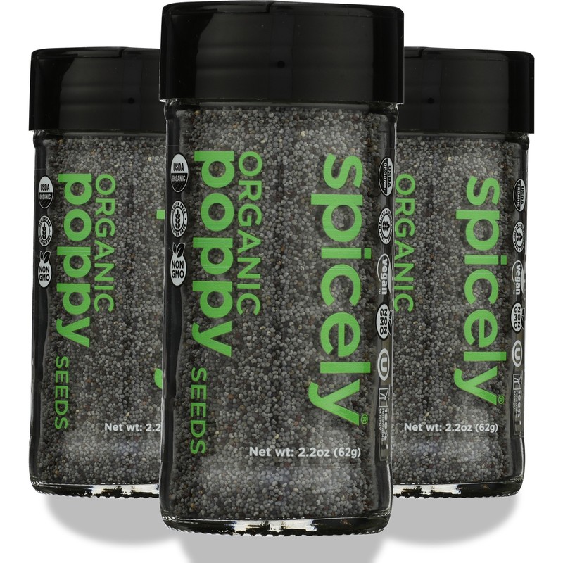 Organic Poppy Seeds By Spicely 2.2 Oz Spice 3 Pack