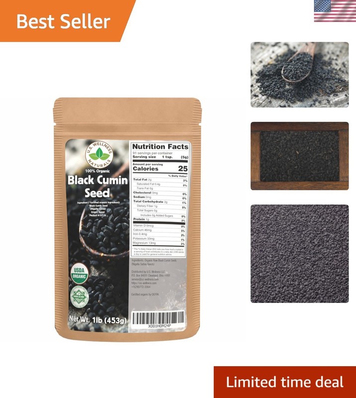 Black Cumin Seed 1lb 16Oz Bulk Nigella Sativa: 100% USDA Certified ORGANIC Bu...
