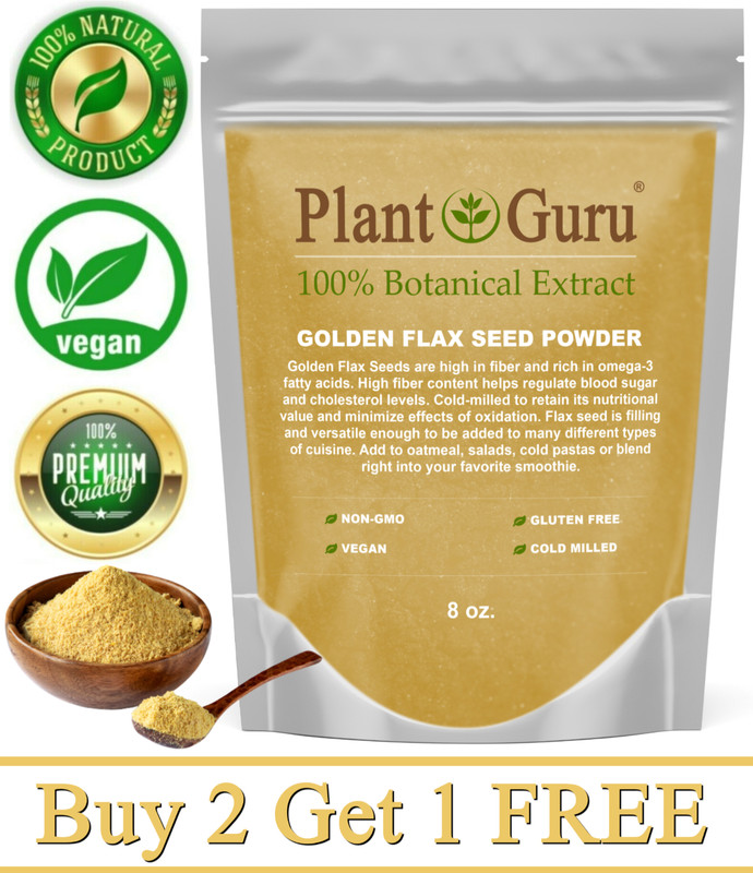 Golden Flax Seed Powder 8 oz. Omega-3 NON GMO 100 % Pure Flaxseed Ground Meal