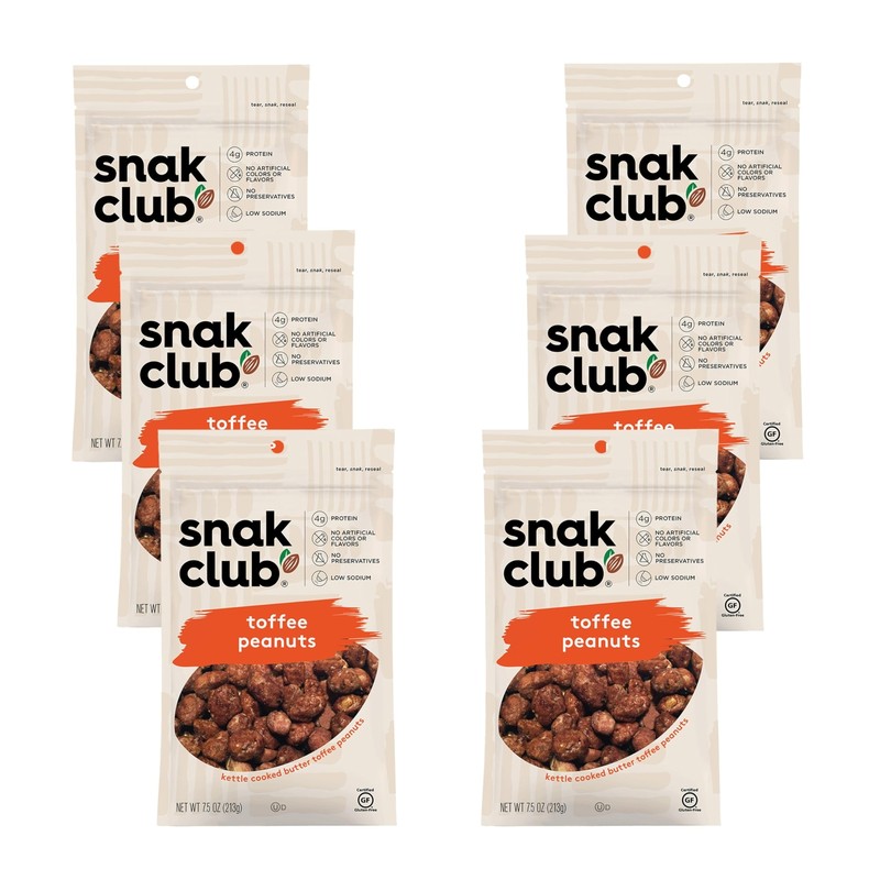 Snak Club Toffee Peanuts 7.5 oz, 6 CT