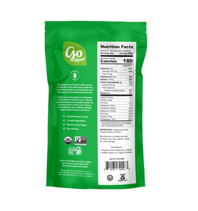 Go Raw Sprouted Organic Pumpkin Seeds with Sea Salt, 22 oz gallery