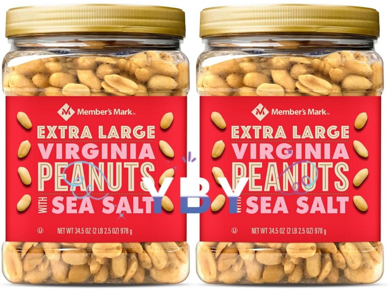 2 Packs Member’s Mark Extra Large Virginia Peanuts 34.5 OZ Each Pack