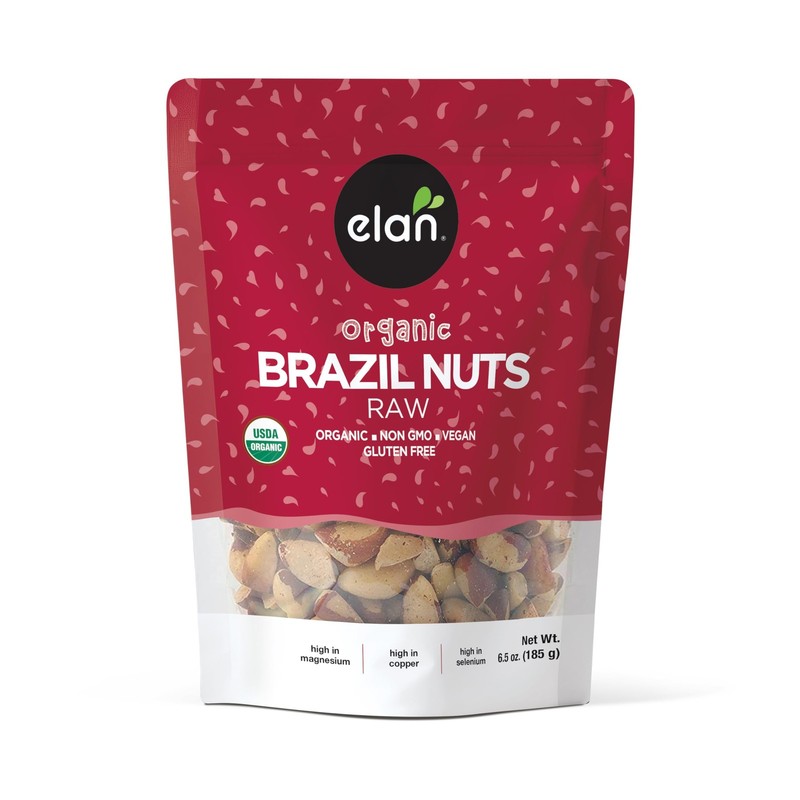 Elan Organic Raw Brazil Nuts, 6.5 oz, Whole Nuts, No Shell, Non-GMO, Vegan, Glu