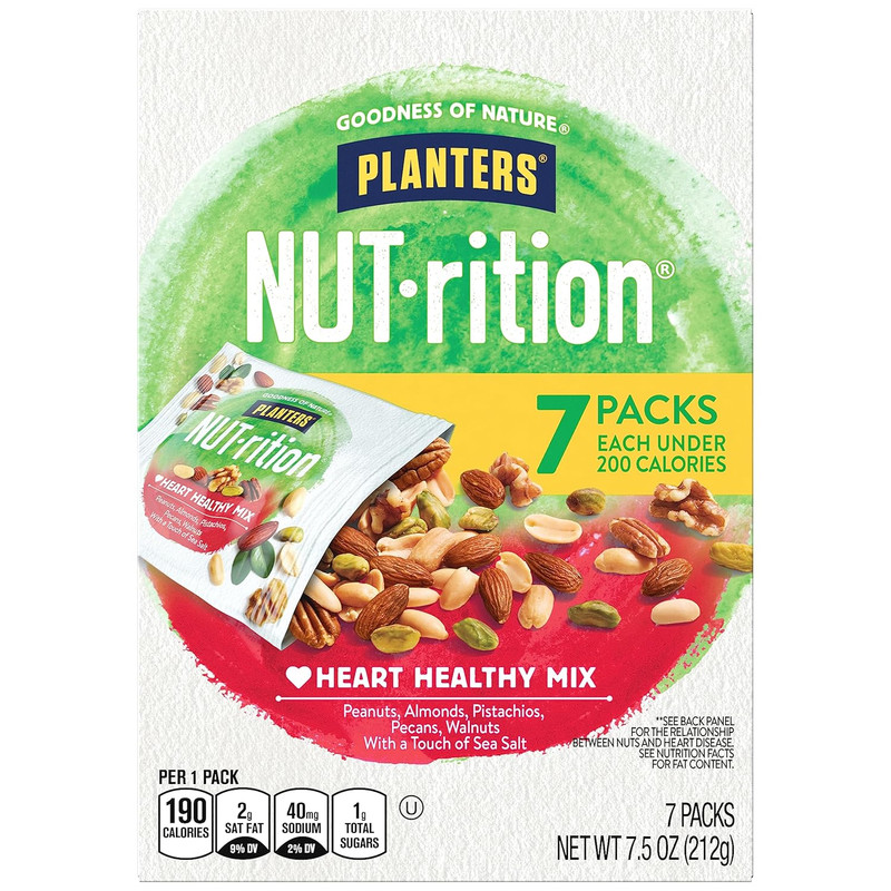 Nut-Rition Heart Healthy Mix with Walnuts – 7 Individual Pouches, 7.5oz