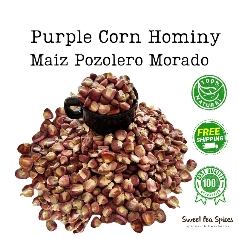 Large Purple Hominy Corn- Maiz para Pozole Morado – No Chemicals – Bulk