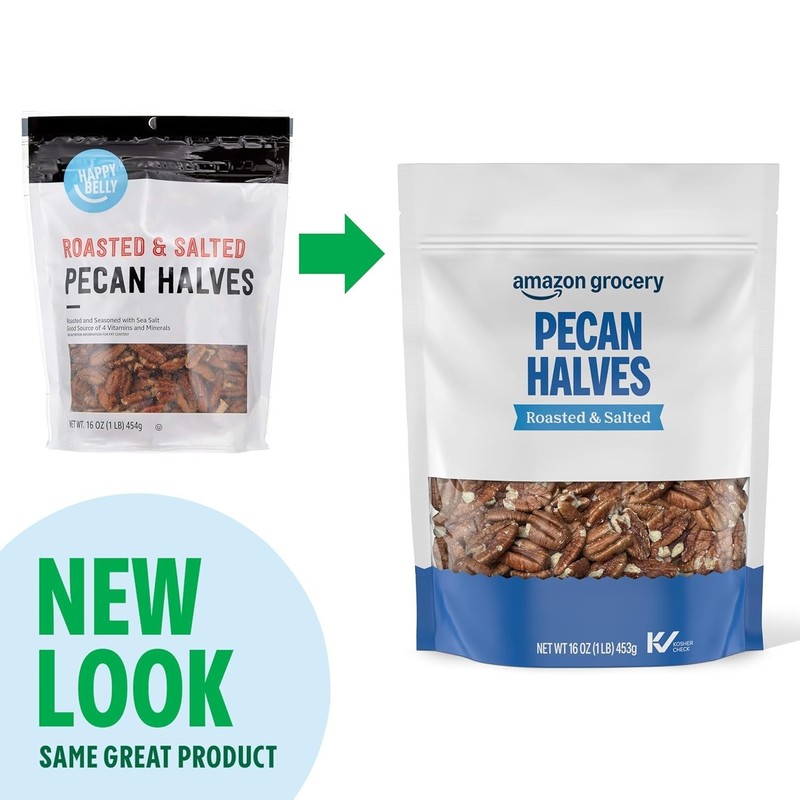 Pecan Halves, Roasted & Salted, 16 Oz Previously Happy Belly, Packaging May Vary gallery