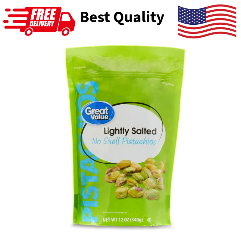 Great Value Shelled Pistachios Lightly Salted 12 oz Snack Nuts Pack of 2 gallery