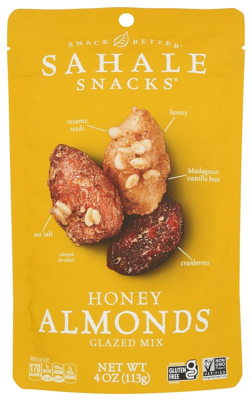 Honey Almonds Glazed Mix, 4 oz., Pack of 1 – Nut Snacks in a Resealable Pouch…