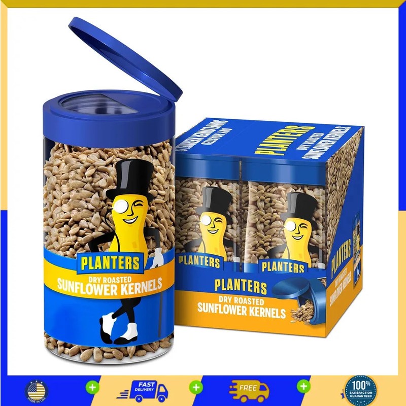 Planters Dry Roasted Sunflower Seeds 5.85oz Jar Pack of 4 Bulk Snack