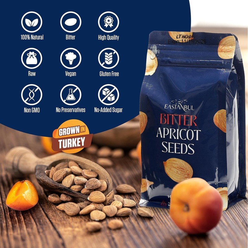Organic Bitter Raw Apricot Kernel Premium Seeds 16oz Gluten Free Vegan USDA 1 lb gallery