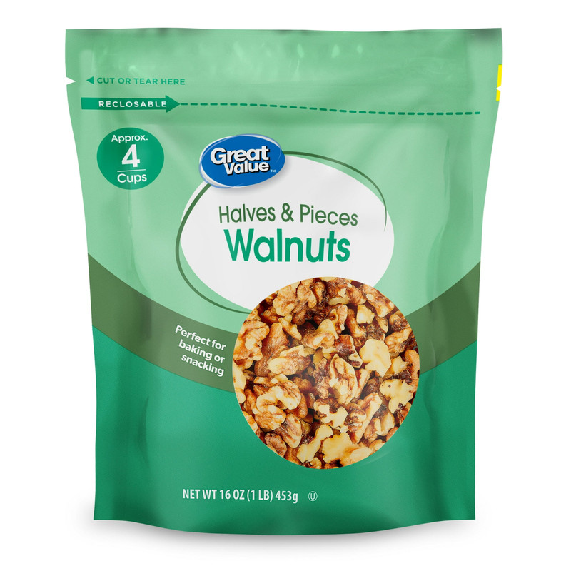 Great Value Walnut Halves Pieces 16oz Bag Baking Nuts Snack Walnuts Bulk gallery