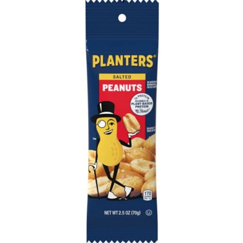 8x Planters Peanut Salted Dry Roasted Snack Nuts Crunchy Savory Bag Bulk 2.5oz