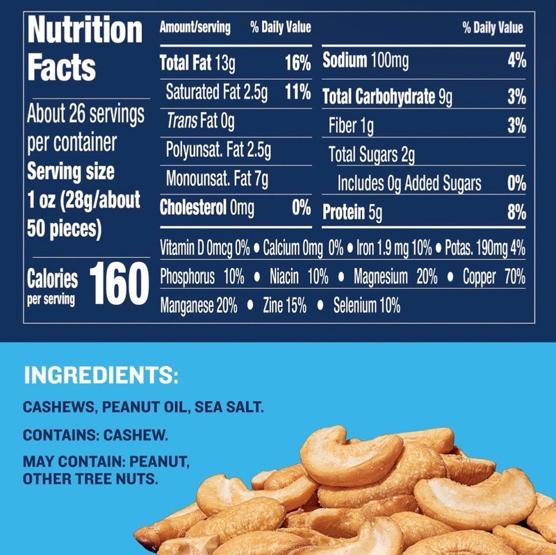 PLANTERS Salted Cashew Halves & Pieces 26oz Canister – Party Snack, Plant-Based gallery