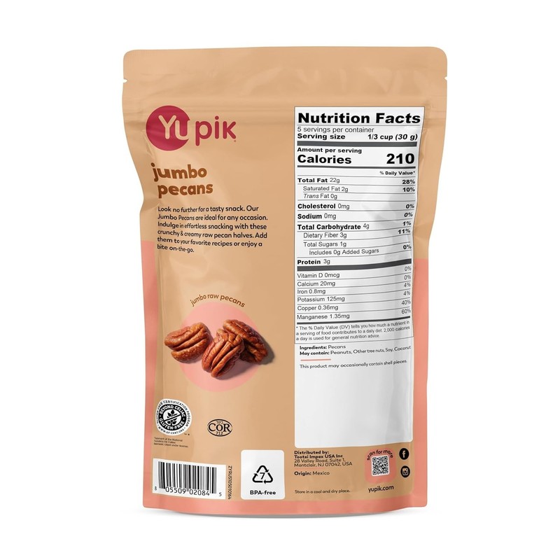 5.8 Oz of Jumbo Raw Pecans - Unsalted, Gluten-Free, and Kosher Certified gallery