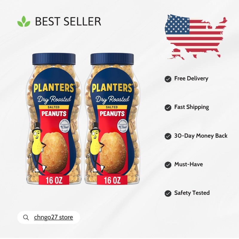 Irresistible Salted Peanuts – 2×16 Oz Plant-Based Protein Snacks for Adults