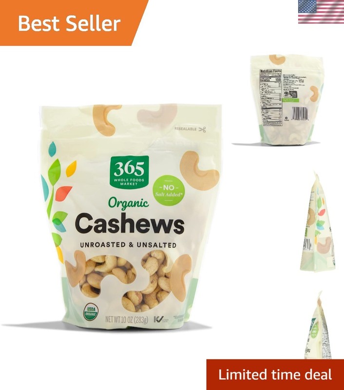 Resealable 10 Ounce Organic Cashews – Unroasted, & Nutrient-Dense
