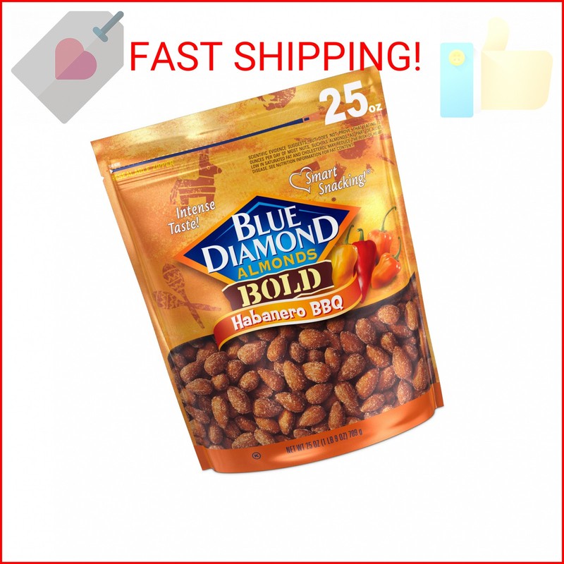 Blue Diamond Almonds Habanero BBQ Flavored Snack Nuts, 25 Oz Resealable Bag