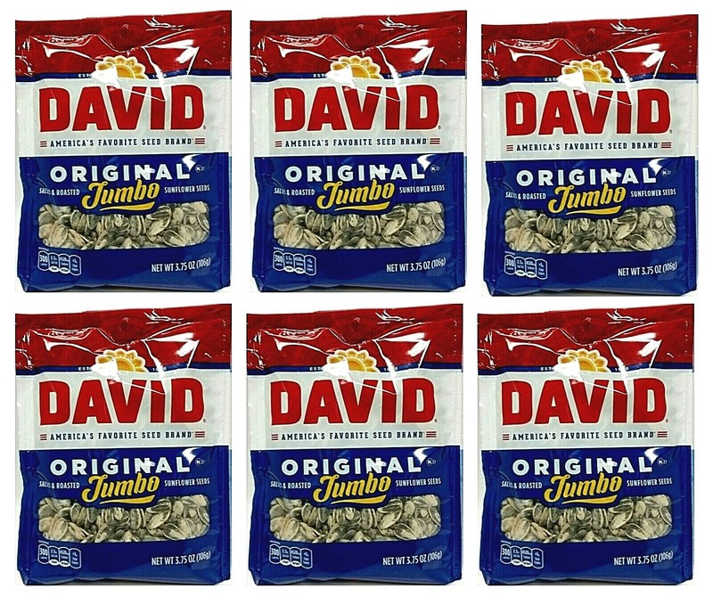 David Salted & Roasted Jumbo Original Sunflower Seeds 3.75 oz Each SEALED