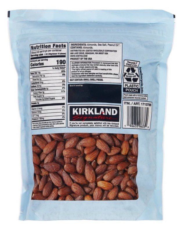 2 PACK Kirkland Signature Roasted Almonds with Sea Salt 40 Oz (2.5 Lb) EXP 06/27 gallery