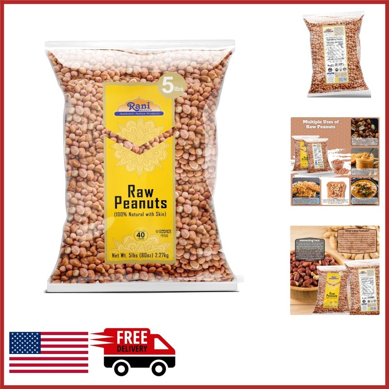 Raw Spanish Grade Peanuts 80oz 5lbs All Natural Kosher Gluten Friendly