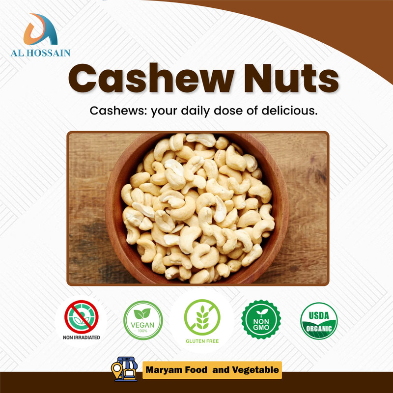 Raw Cashew Nuts Unsalted 8.8 oz (250g) | Whole Natural Cashews for Snacking