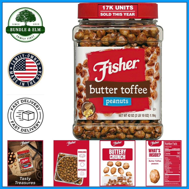Delicious Butter Toffee Peanuts, 42 Ounce Can with 5g Protein Per Serving