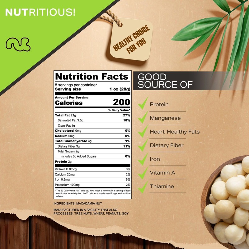 - Raw Macadamia Nuts, Unsalted, Shelled, (8oz - 1 Pack) Bulk Nuts Packed Fres... gallery