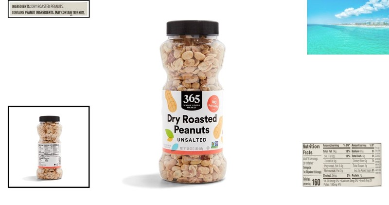 Gourmet 16 oz Dry Roasted Unsalted Peanuts - Perfect for Snacking & Recipes gallery