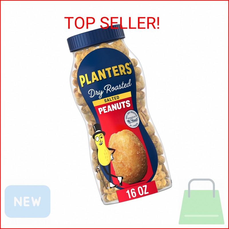 PLANTERS Salted Peanuts, Dry Roasted Peanuts, Party Snacks, Plant Based Protein,