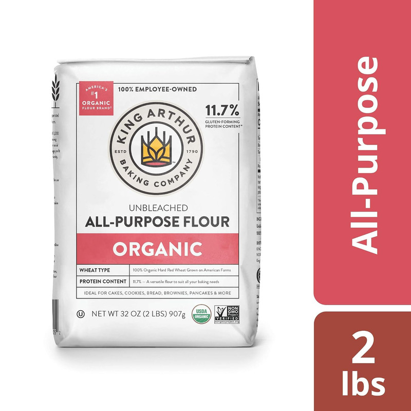 King Arthur 100% Organic All-Purpose Flour, Unbleached, 2 Lb (Pack of 1) - Non-G gallery